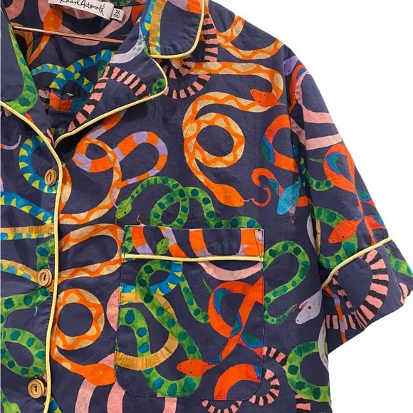 RACHEL ANTONOFF Snake Print Pajama Top XL - Picture 3 of 6